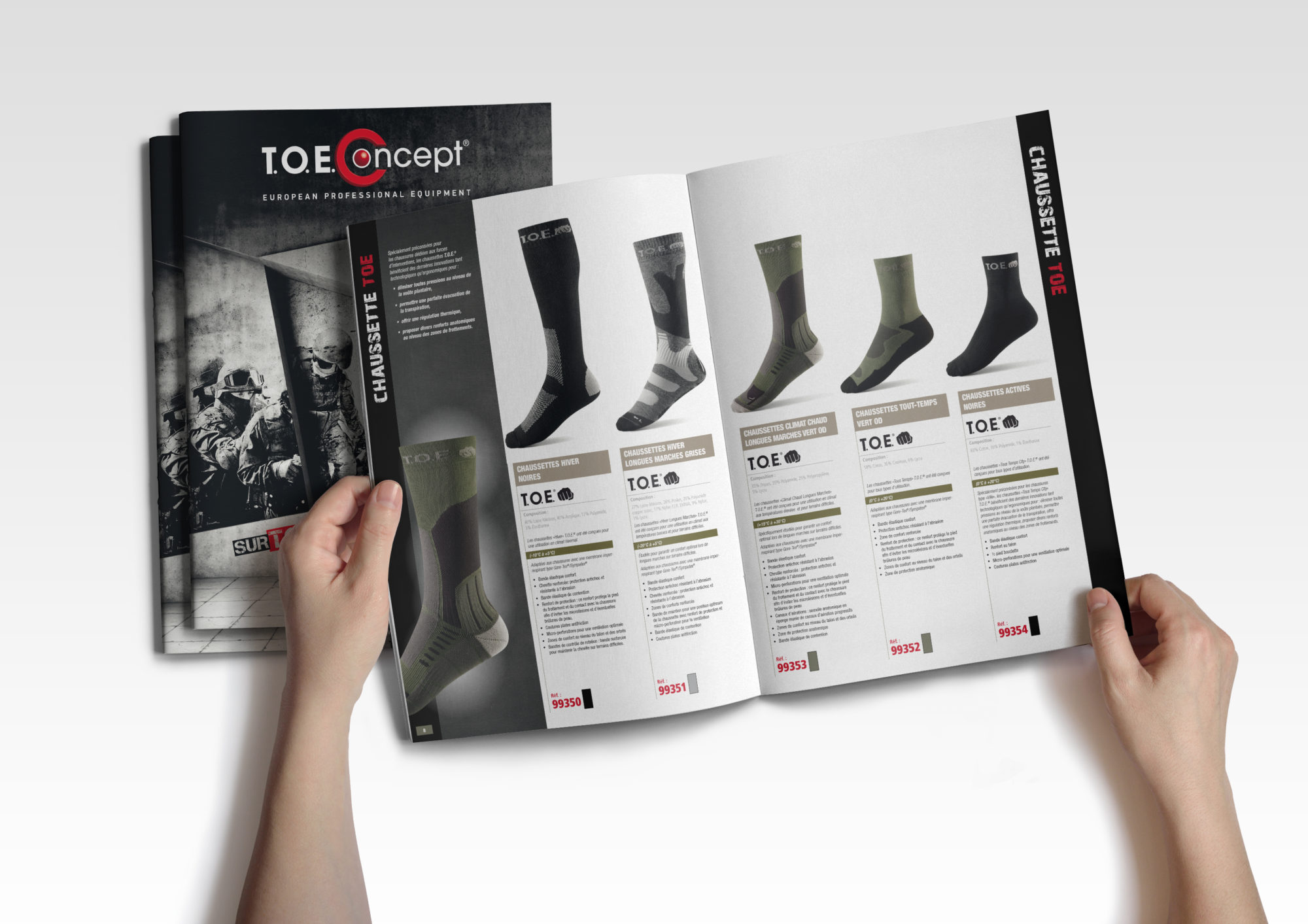 T.O.E. Concept – catalogues – stands – shooting – Les Créatonautes
